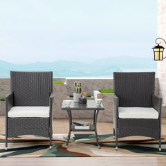 3 pieces of outdoor patio furniture, PE rattan chair dialogue set, with cushions and coffee table