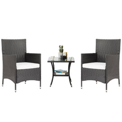 3 pieces of outdoor patio furniture, PE rattan chair dialogue set, with cushions and coffee table