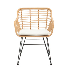 Balcony Furniture, 3 Piece Patio Set, Outdoor Wicker Chairs with Glass Top Table and Soft Cushion, Rattan Front Porch Furniture