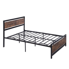 Metal and Wood Bed Frame with Headboard and Footboard ,Full Size Platform Bed ,No Box Spring Needed, Easy to Assemble(BLACK)