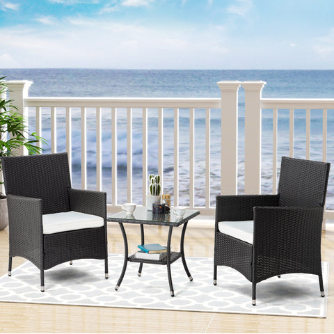 GEROJO Rattan Front Porch Balcony Furniture, 3 Piece Patio Set, Outdoor  Wicker Chairs with Glass Top Table and Soft Cushion - ShopStyle Sofas &  Sectionals