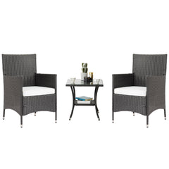 3 pieces of outdoor patio furniture, PE rattan chair dialogue set, with cushions and coffee table